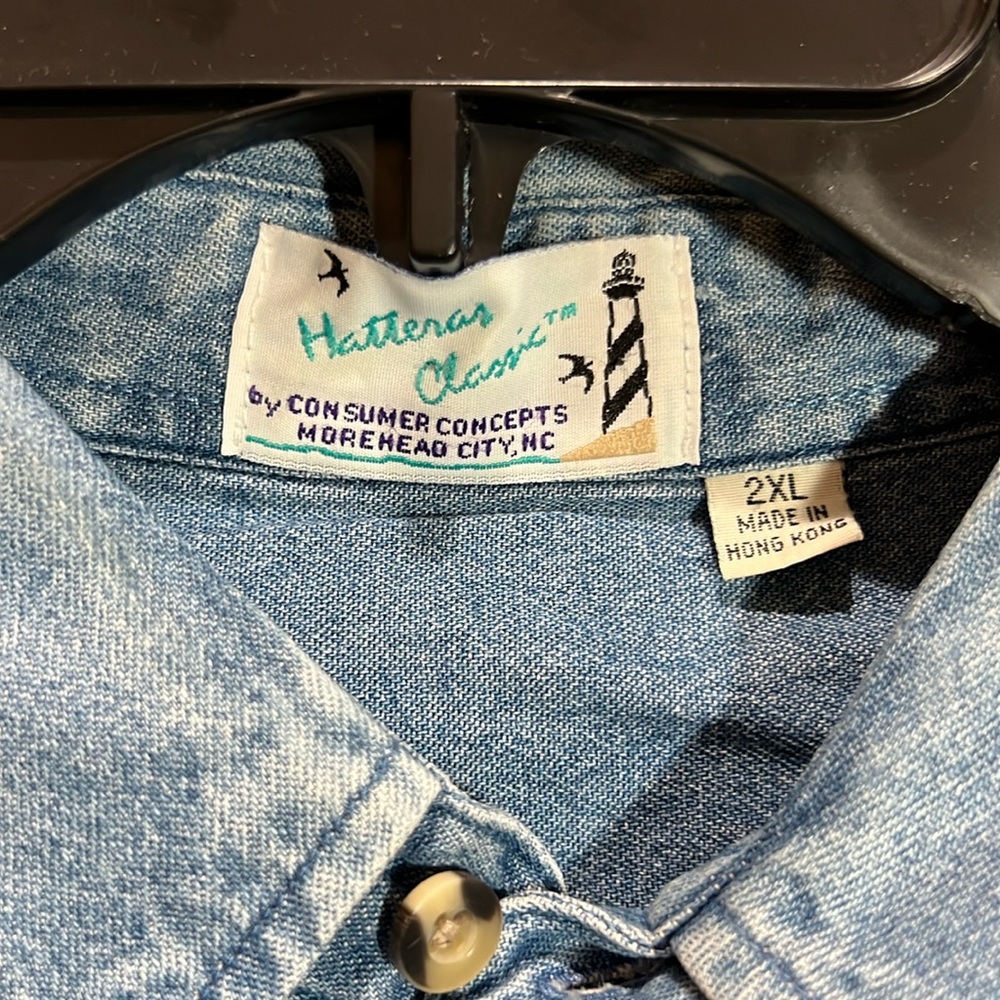 Hatteras Concepts Denim Long Sleeve Button Collar 2XL Sony Ericsson Logo • NWOT - Picture 4 of 9